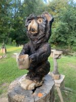 Chainsaw Carved Bear Holding a Cup - Image 2