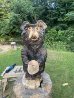 Chainsaw Carved Bear Holding a Cup