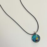 Round Silver Teal Necklace