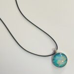 Round Silver Teal Blue Necklace