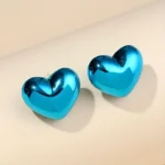 Metallic Heart Earrings - Image 3