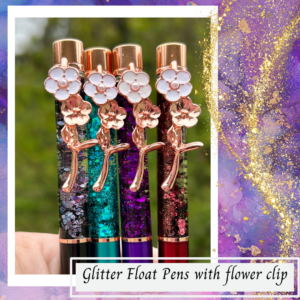 Glitter Float Pen with Flower Clip