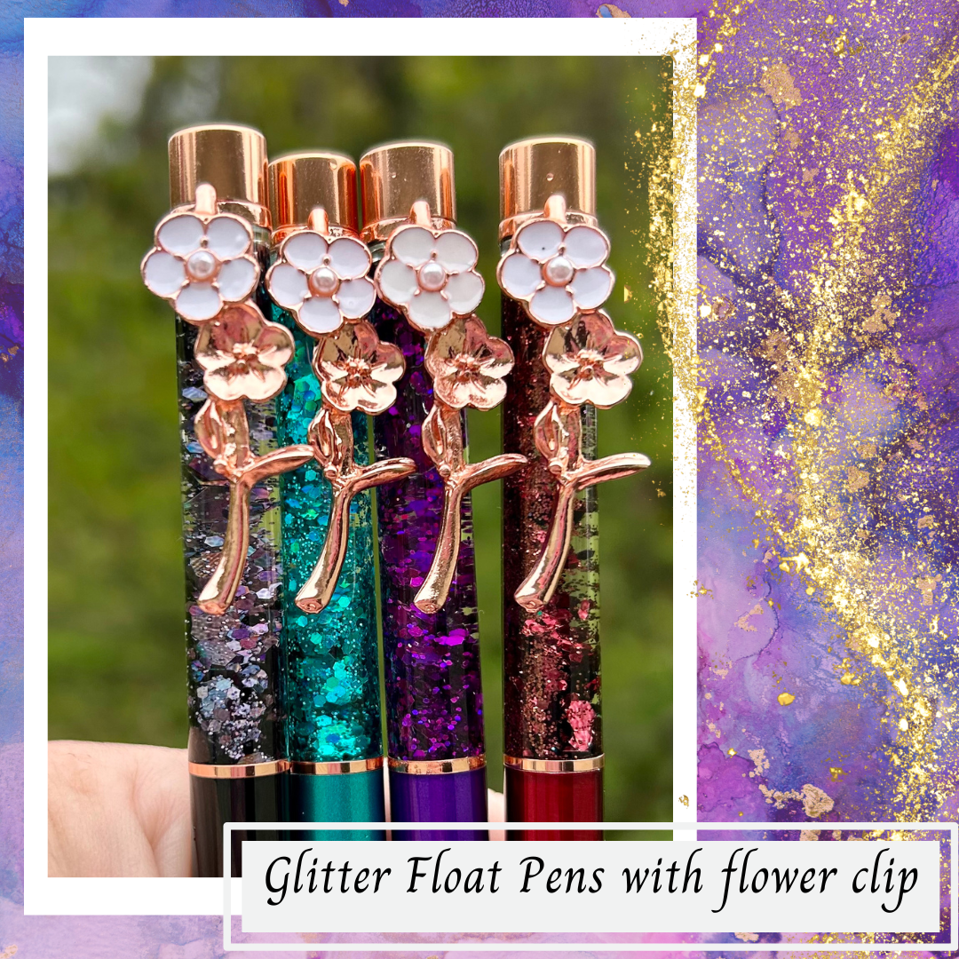 Glitter Float Pens with Flower Clip Glitter Float Pen with Flower Clip - Image 1