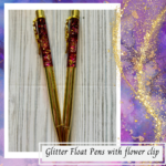 Gold Glitter Float Pen with Flower Clip - Image 2