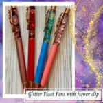 Glitter Float Pens with flower clips - Image 2