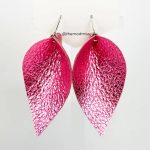 Leather Petal Earring - Metallic Hot Pink