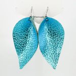 Leather Petal Earring - Metallic Turquoise