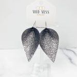 Leather Petal Earring - Metallic Gunmetal